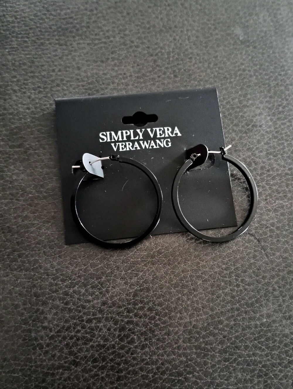 Simply Vera Vera Wang Black Thin Hoop Earrings - Sleek Women's Accessory